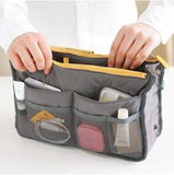 Organizer Insert Bag, Nylon Travel Handbag Purse, Large liner Lady Makeup Cosmetic Bag, Multi Zipper Makeup Bag, Double Zipper Storage Bag, Multipurpose Tote Bag