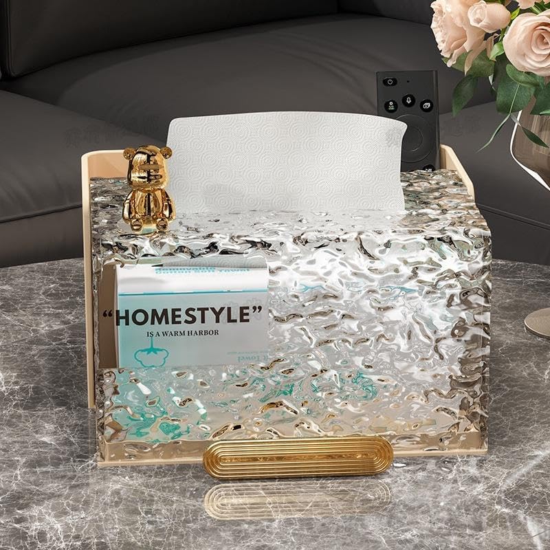Acrylic Water Texture Tissue Box, Dustproof Napkin Box, Multifunctional Tissue Organizer Container