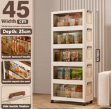 Multi Layer Foldable Storage Cabinet, Bedroom Closet Organizer With Doors, Portable Wardrobe Cabinet, Clothes Storage Organizer, No Installation Storage Cabinet, Plastic Folding Storage Cabinet