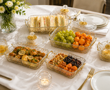 3pcs Luxury Glass Serving Dish Set, Decorative Covered Glass Dish Set