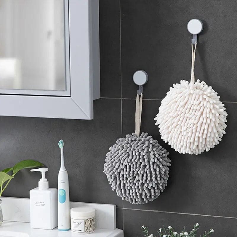 Microfiber Hand Ball Towel, Pompom Hand Towel, Hanging Hand Wipes, Kitchen Bathroom Hand Towel Ball with Hanging Loops, Quick Dry Soft Absorbent Fluffy Towel, Soft Absorbent Hand Drying Towel, Creative Hand Wipe Ball
