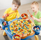 Kids Magnetic Fishing Catching Toy Game, Rotating Fish Catching Toy, Musical Educational Fishing Board Game, Kids Fishing Competition Play Set, Fishing Adventure Game Table for Kids, Educational Magnetic Fish Catching Game
