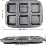 6 Grid Mini Loaf Pan for Baking, Mini Square Cake Mold, One Bite Size Brownie Pan
