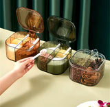Four Compartment Seasoning Spice Box, Transparent Flip Cover Spice Box, Kitchen Spice Pot