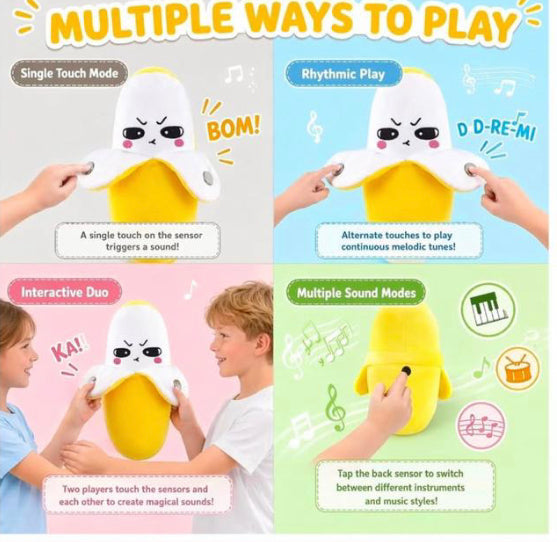 Musical Fruit Sensing Piano Plush Toy, Interactive Musical Sensory Toy, Musical Soft Children Plush Toy, Cute Motion Sensor Fruit Toy