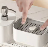 Manual Soap Dispenser With Sponge Holder, Kitchen Countertop Soap Dispenser Rack, Daily Wash Kitchen Caddy