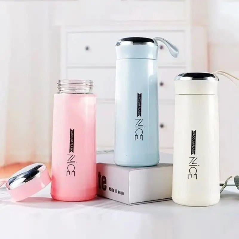 Nice Water Bottle, 400ML Glass Water Bottle, Gym Sports Cycling Water Cup, Double Layer Glass Cup, Portable Kids Beverage Bottle, Portable Travel Insulated Mug, Anti-fall Glass Bottle, Sleeve Cover Water Bottle