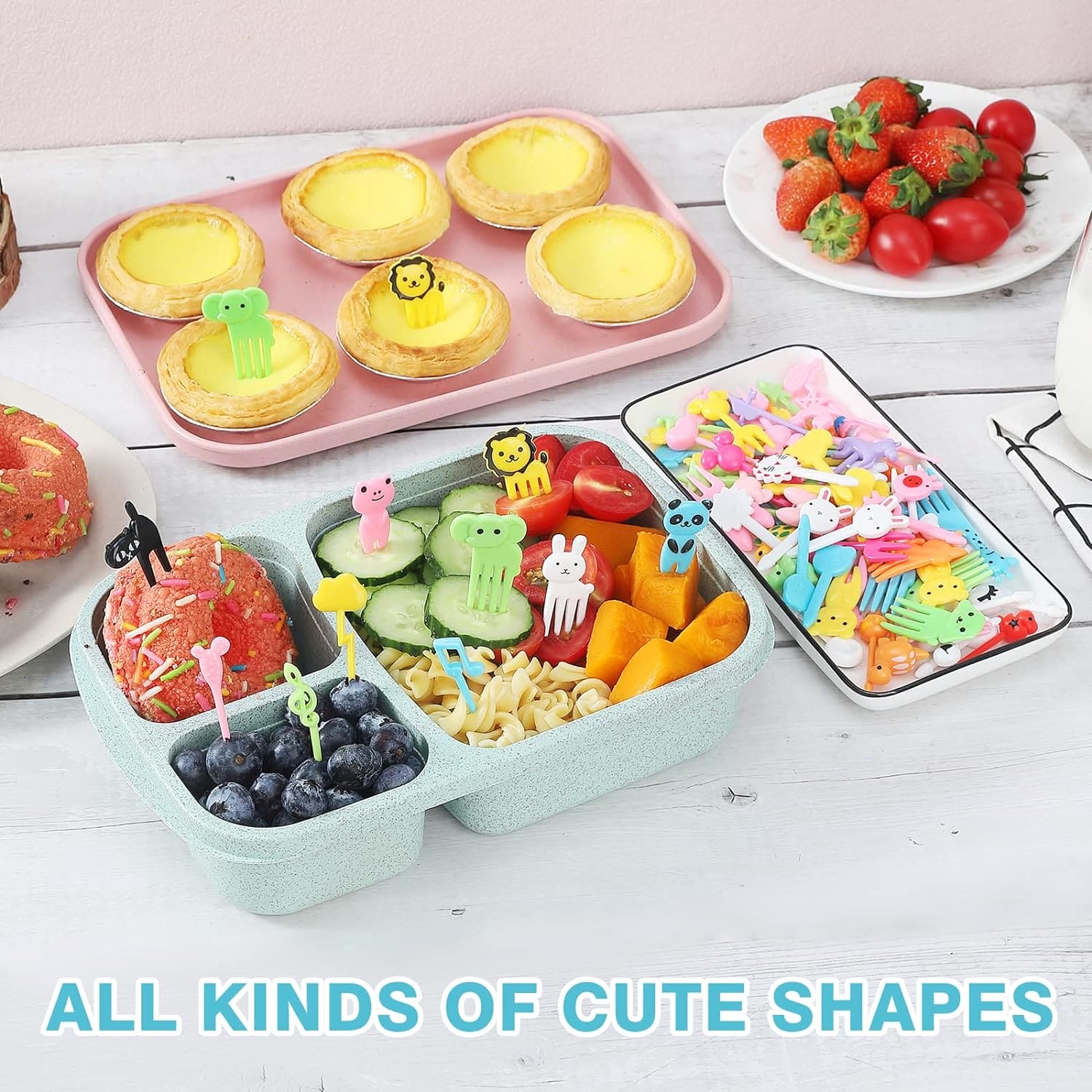 Animal Fruity Forks, Plastic Mini Cartoon Kids Cake Fruit Toothpick, Animal Kids Food Picks for Picky Eater, Reusable Cartoon Children Snack Cake Dessert Lunch Pick, Fun Toddler Food Picks