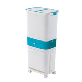 3 In 1 Kitchen Waste Bin Organizer, 2 Layers Garbage Container With Wheels, Smart Dual Trash Bin with Storage Drawer, Multi Layer Kitchen Dustbin, Rolling Kitchen Trash Bin with Drawer, Dual Compartment Waste Sorting Bin
