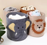 Cute Animal Character Baby Toy Storage Bucket, Dirty Clothes Hamper, Kids Cabinet Wardrobe Storage Organizer, Non Woven Laundry Basket