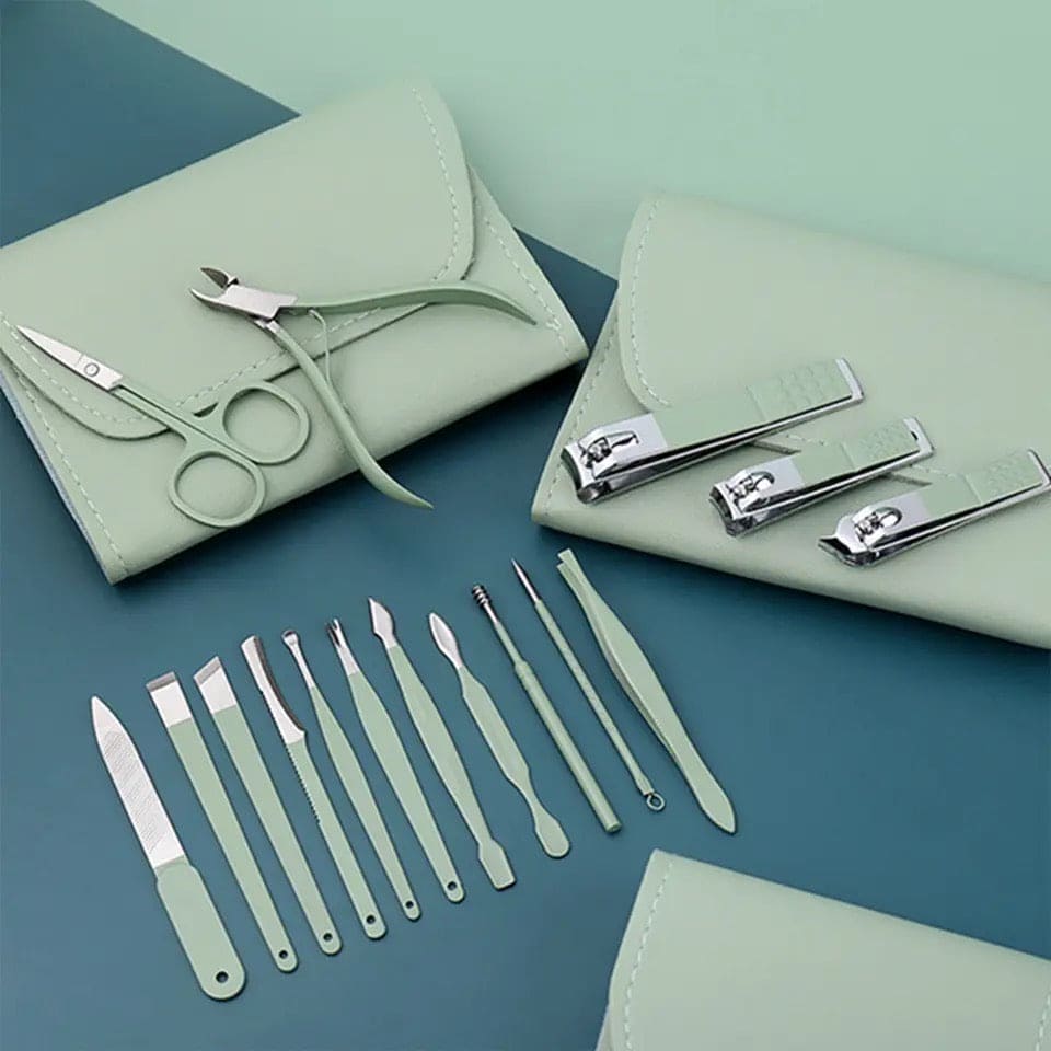 Set Of 16 Nail Clipper, Stainless Steel Manicure Kit With Folding Bag, Professional Pedicure  Beauty Tools Set, Cuticle Trimmer Manicure Scissors Nail Care Ingrown Toenail Removal Clippers, Foot Care Tool Nail Clippers Kit