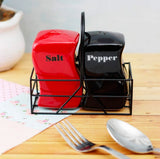 Iron Frame Ceramic Salt And Pepper Shaker, Tabletop Spice Jar Container, Condiment Grinding Tool Kitchen Gadget, Adjustable Salt And Pepper Shaker, Durable Spice Grinder