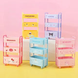 3 Tier Kawaii Mini Rolling Cart, Cute Desktop Sundry Storage Box, Mini Desktop Decorations Trolley