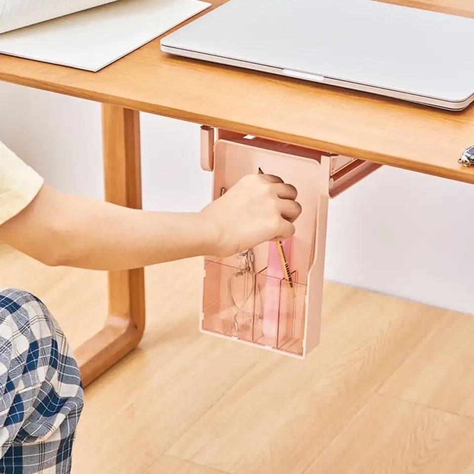 Hidden Drawer Organizer, Under Desk Drawer Storage Organizer, Under Desk Self Adhesive Hidden Drawer, Hanging Hidden Pen Box, Hidden Drawer Key Storage Box, Under Desk Student Office Stationery Box,