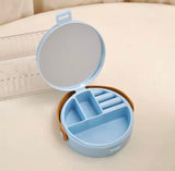 Portable Storage Jewelry Box, Cute Plastic Silicone Rings Case, Jewelry Storage Box With Leather Handle, Travel Carrying Mobile Cable And Earphones Organizer Case
