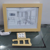 Sunshine Art Painting Frame, LED Shadow Painting Frame, Creative Tabletop Decor Photo Frame, light painting painting Light and Shadow Glowing Frame, Creative Artistic Shadow Painting, 3 Color Luminous Wall Art Decoration, Wooden Light Hollow Photo Frame