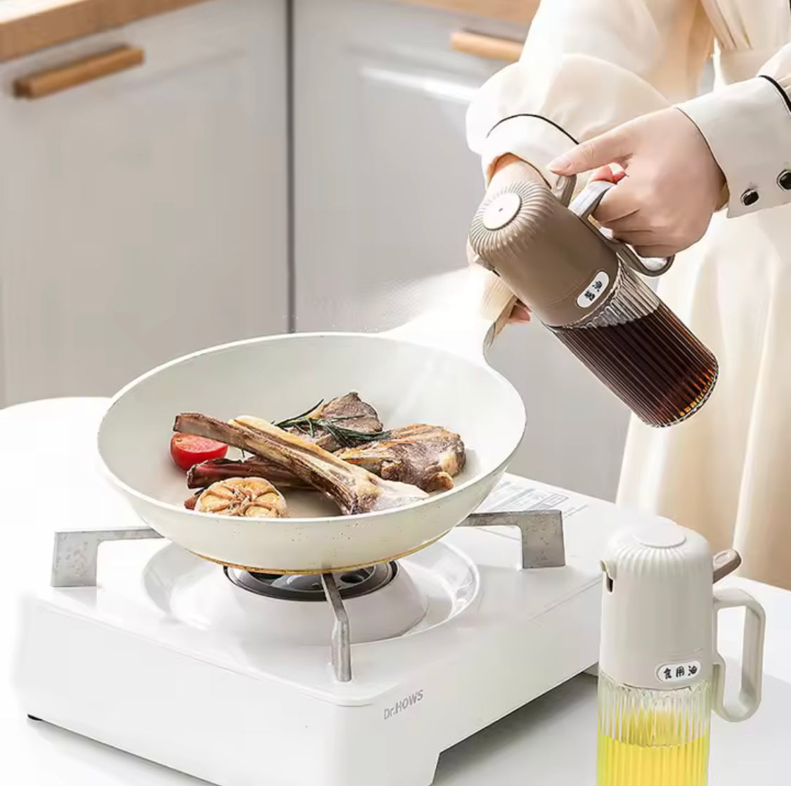 250ml Glass Spray Oil Bottle, Kitchen Oil Misting Spray Bottle, Pressure Thickened Leak-Proof Oil Spray Bottle, Oil Dispenser Bottle
