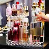 All In One Makeup Organizer, 360 Degree Rotation Makeup Organizer, Crystal Makeup Display Stand, Multifunction Detachable Makeup Beauty Organizer, Adjustable Cosmetic Display Case, Rotatable Transparent Beauty Organizer