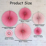 Set Of 6 Unicorn Paper Fan Flower, Chinese Style Red DIY Fan Flower Hanging Paper, Background Wall DIY Paper Flower Fan, Origami Fan DIY Party Supplies, Flower Round Pattern Paper Garlands Party Props