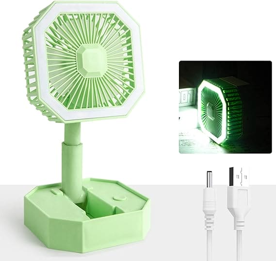 Diagonal Foldable Fan, Multipurpose Mini Table Fan, Personal Cooling Fan with Night Light, 2 In 1 Summer Silent Cool Fan, Usb Rechargeable Portable Fan With Led Night