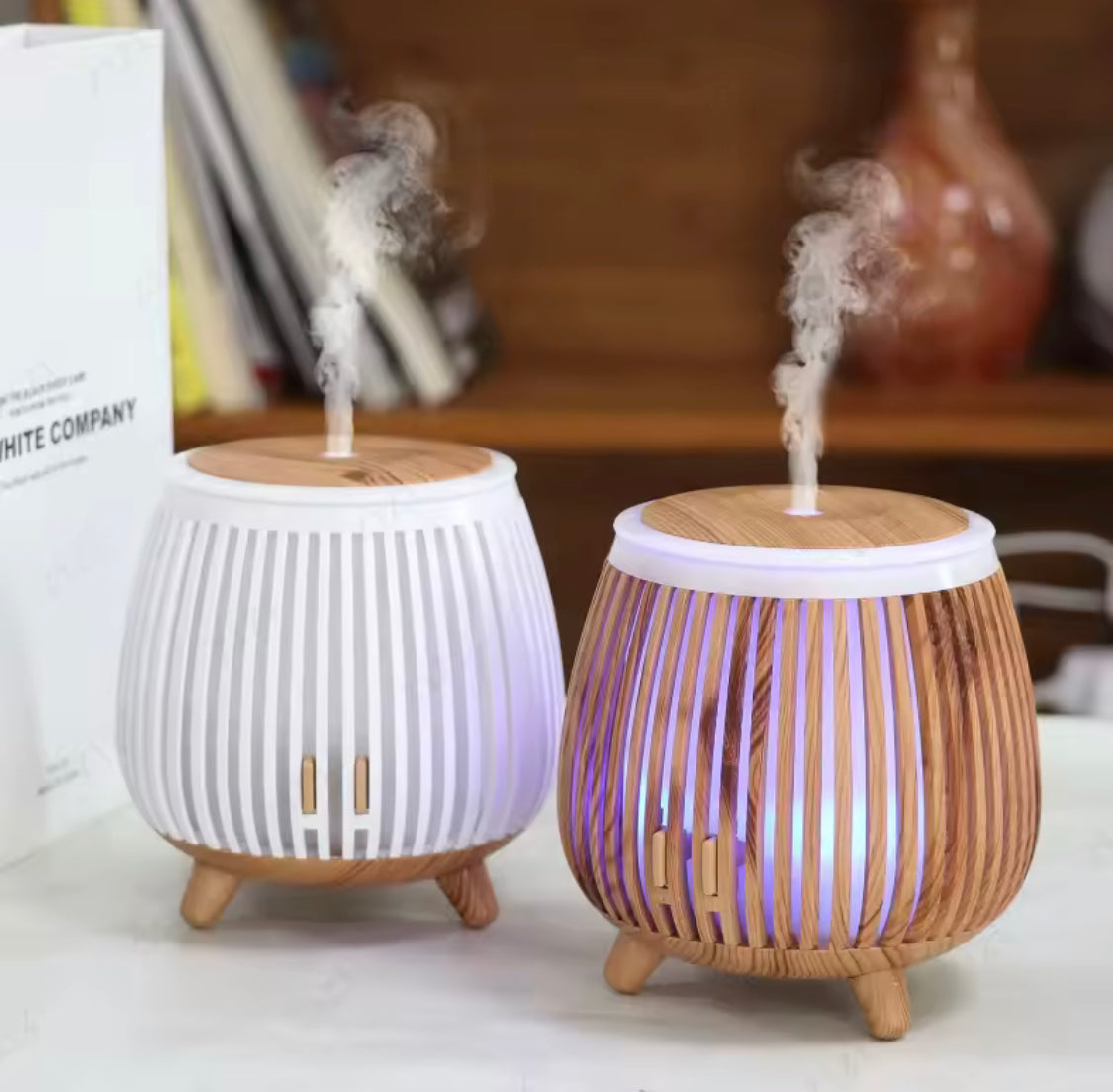 Nordic Wood Style Aroma Diffuser, Bird Cage Hollow Air Diffuser, Tabletop USB Aromatherapy Diffuser