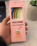Set Of 4 Glass Straw With Brush,  Rainbow Glass Straw Set, Colourful Reusable Glass Straw, Glass Tube Cocktail Straw