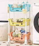 3 Layer Bookshelf Kids Trolley, Moveable Trolley For Toys, Kids Bathroom Accessories Trolley Organizer