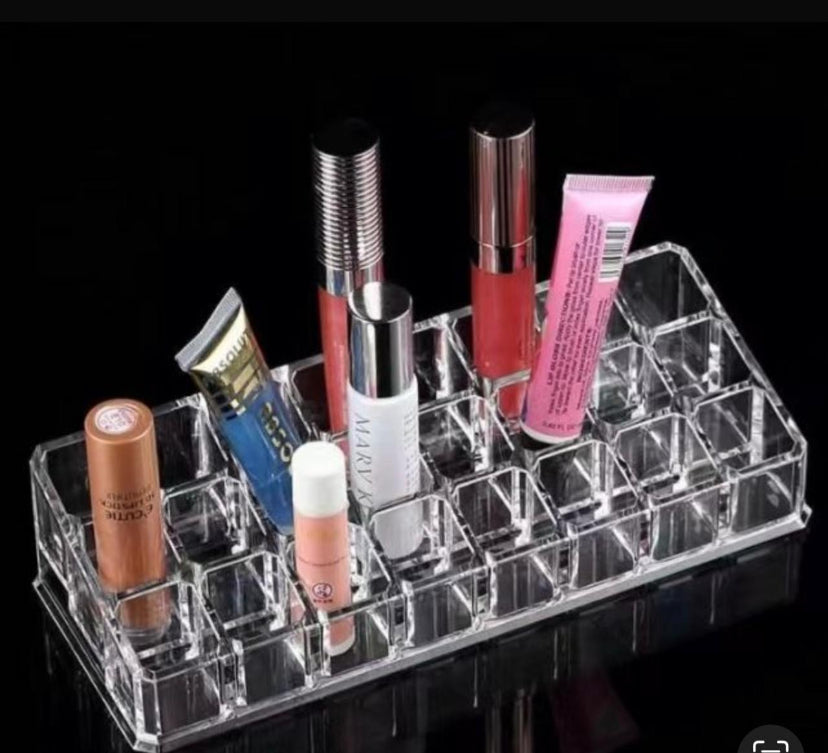 Lipstick Display Stand Holder, Acrylic Lipstick Storage Box, Acrylic Makeup Organizer, Desktop Lipstick Display Storage Box, Cosmetic Nail Polish Storage Rack, Desktop Dressing Table for Lip Glaze Brushes Bottles