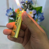 Gold Bar Long Lighter, Luxury 999 Gold Brick Jet Gas Lighter, Refillable Butane Gas Lighter, Gold Polishing Cigarette Cigar Pocket Lighter, Inflated Smoke Lighter
