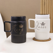 King Queen Mugs With Mirror Lid, Ceramic Coffee Mug