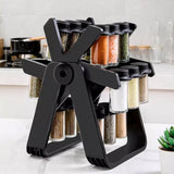 18 Pcs Spice Jar Set. Multifunctional Rotatory Seasoning Rack, Seasoning Bottle Holder, Ferris Wheel Spice Shelves, Rotating Glass Seasoning Rack, Revolving Countertop Spice Organizer, Kitchen 360 Rotating Spice Rack