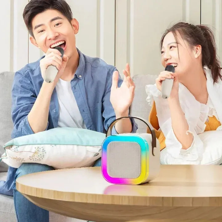 Mini Karaoke Bluetooth Speaker, Wireless Bluetooth Speaker, Portable Bluetooth Speaker, Party LED Lights Wireless Speaker