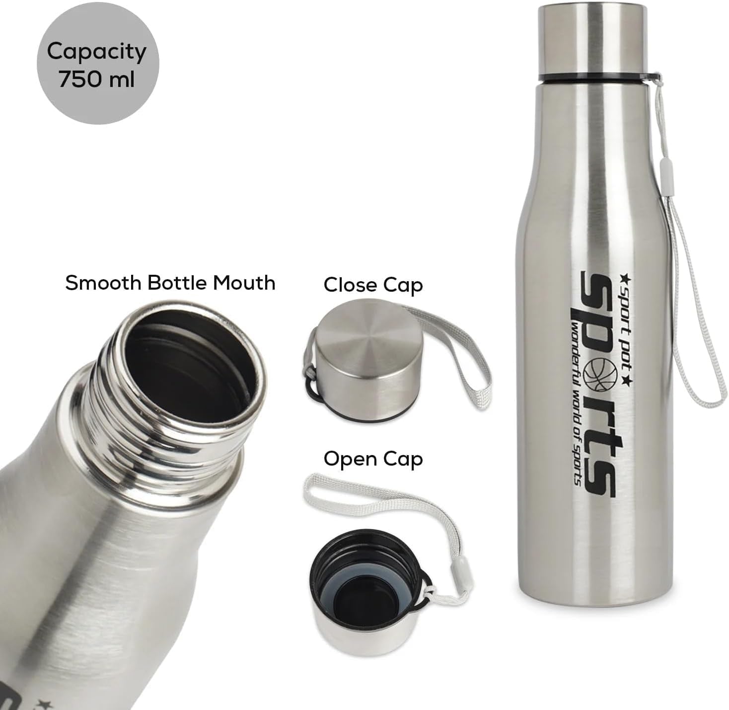 Sports Stainless Steel Water Bottle, Sports Water Bottle for Outdoor Activities, Vacuum Flask Thermo Water Bottle