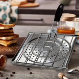 Foldable Grill Basket, Stove Top Toaster Rack, Stainless Steel Grilling Pan, Square Heat Resistant Tray, Flat Griddle Plate Tray, Camping Cookware, Kitchen Stove Top Toaster