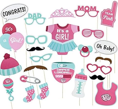 25 Pcs Baby Shower Props, It's A Girl/ Boy Decorations Party Baby Shower Photo Booth, Mommy to Be Sash Baby Shower Party
