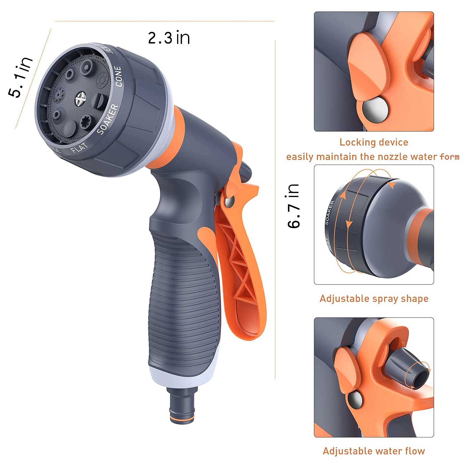 7-Pattern Garden Hose Spray Nozzle – Adjustable Water Spraye