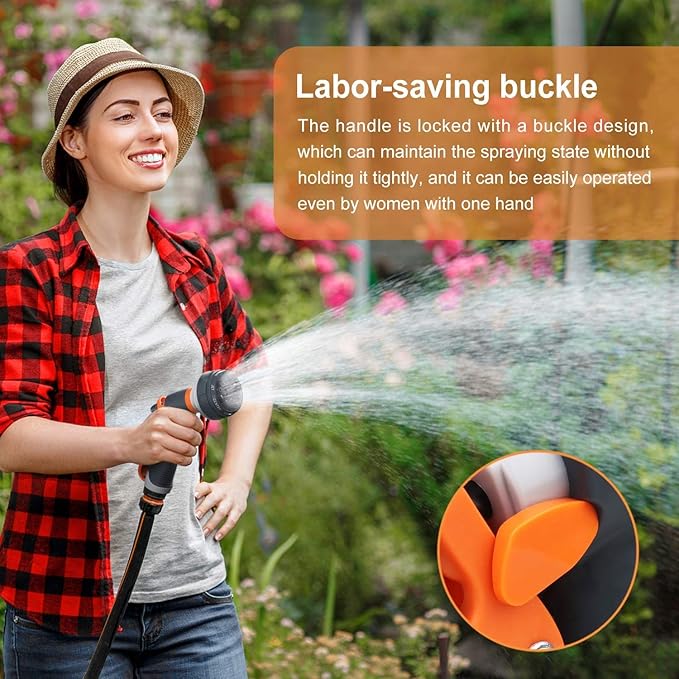 7-Pattern Garden Hose Spray Nozzle – Adjustable Water Spraye
