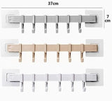 Chest Hook Towel Hanger, Multifunction Kitchen Bathroom Storage Hook, 6 Hook Home Organizer Storage Rack, Multipurpose Hook Rack, Double Suction Cup Towel Rack, Multifunction Wardrobe Rack
