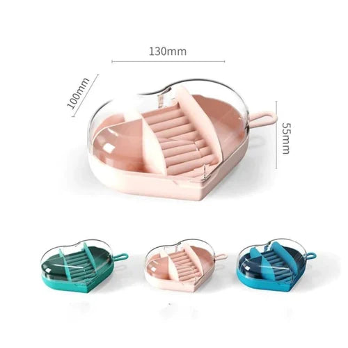 Acrylic Heart Shape Jewelry Organizer, Portable Heart Jewellery Holder, Mini Round Shape Jewellery Organizer, Necklace Earrings Rings Holder, Transparent Round Travel Jewellery Box, Multi Grid Storage Case for Earrings Rings