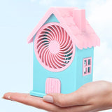 Mini House Fan, 3 Wing Desktop Fan, House Shape Electric Fan, Portable Mute Electric Cooling Fan, Rechargeable Portable Personal Desk Fan