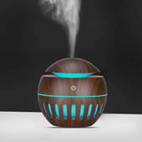 Round Wooden Humidifier, Color Changing Aroma Diffuser, Household Aromatherapy for Home Office, Aroma Oil Diffuser Cool Mist Maker