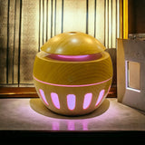 Round Wooden Humidifier, Color Changing Aroma Diffuser, Household Aromatherapy for Home Office, Aroma Oil Diffuser Cool Mist Maker