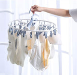 Foldable Cloth Hanger, Multi Clip Socks Drying Rack, 20/32 Windproof Plastic Drying Rack, Dormitory Balcony Clothes Hanger, Artifacts Drying Hooks, Multifunctional Laundry Rack