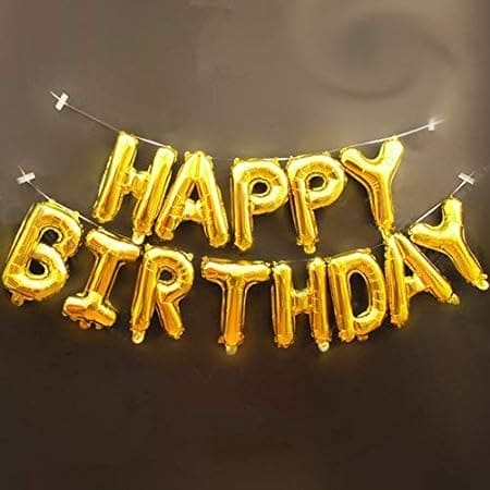 Happy Birthday Foil Balloons, Gold/ Silver HBD Foil Letters, Happy Birthday Balloon Bunting