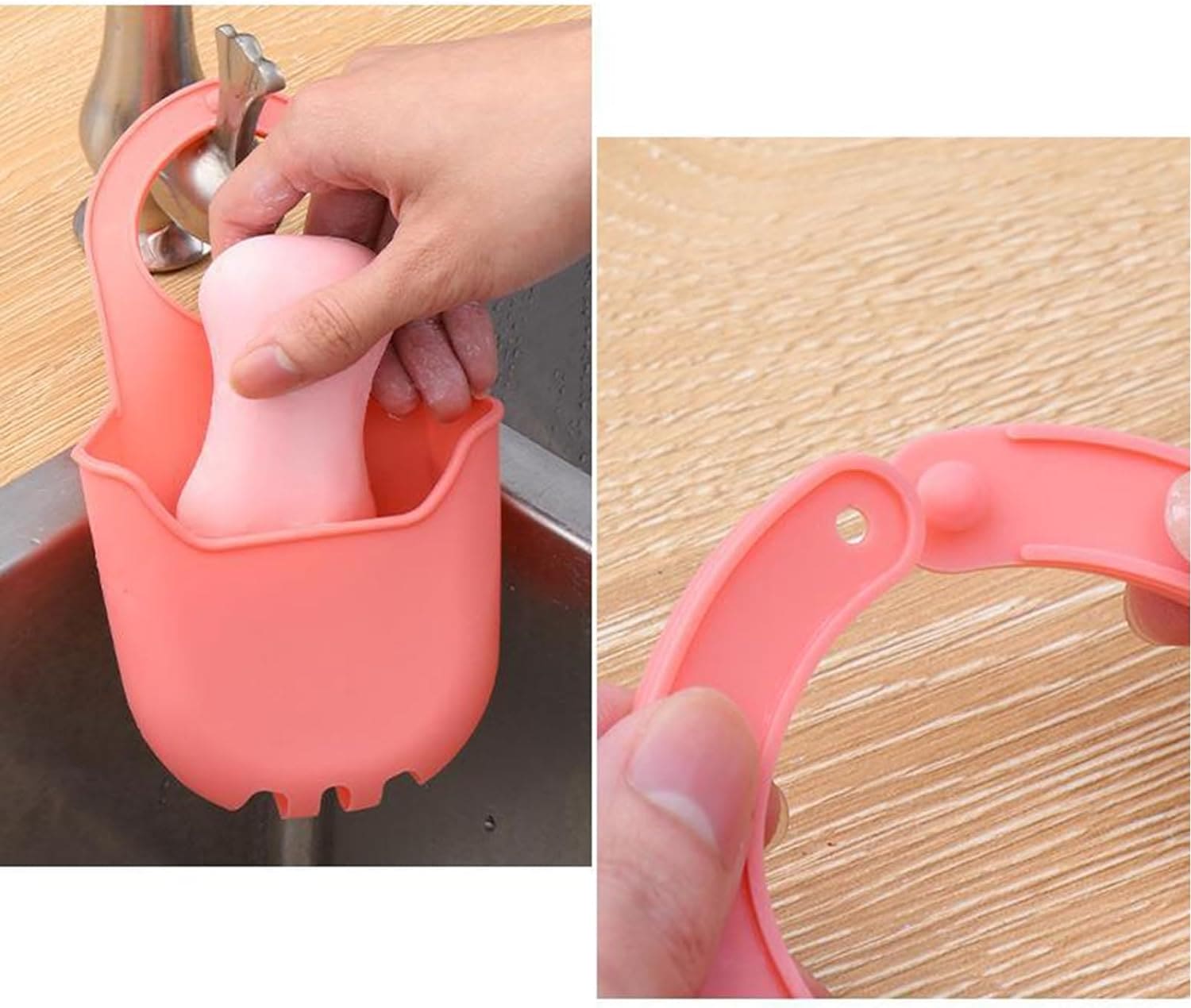 Silicone Hanging Bogg Pouch, Camping Hiking Beach Bag, Phone Holder, Sink Storage Hanging Bag, Dish Drying Rack, Faucet Scrubber Sponges, Hangable Drying Rack Sink Bag Tray, Soap Drain Basket with Buckle
