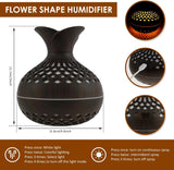 Mini Vase Air Humidifier, Wood Grain Flower Humidifier, 300ml USB Aroma Diffuser,  Electric Ultrasonic Water Aroma Essential Oil Diffuser, Home Room Fragrance Air Purifier, 7 Color Portable Cool Mist Humidifier