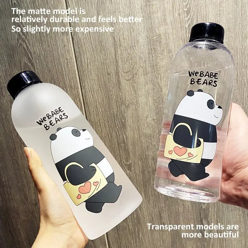 Cute Bear Bottle – Frosted Water Bottle with Straw & Direct Drink Lid – 1000ML