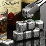 6 Grid Steel Ice Cubes With Clip, Quick Frozen Iced Square Chilling Stone, Reusable Chilling Ice Cubes, Rust-proof Ice Tartar, Multipurpose Kitchen Ice Cube With Tong