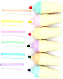 Set Of 6 Mini Ice Cream Highlighter, Portable Mini Sweet Cute Cone Shape Highlighters, Marker Pens With Chisel Tip, Fluorescent Coloring Pens for Student Office School Home