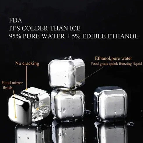 6 Grid Steel Ice Cubes With Clip, Quick Frozen Iced Square Chilling Stone, Reusable Chilling Ice Cubes, Rust-proof Ice Tartar, Multipurpose Kitchen Ice Cube With Tong